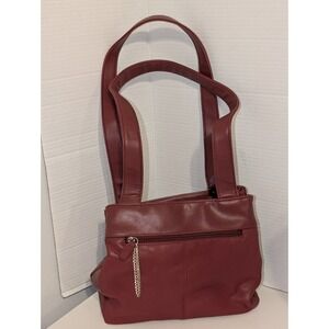 Jennifer Moore Red Leather Double Strap Shoulder Bag